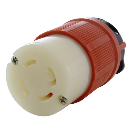 Ac Works Locking Connector, L16-30R, 30 A, 480V AC, Three Phase, 4 Pole, Screw Terminals, Orange ASL1630R